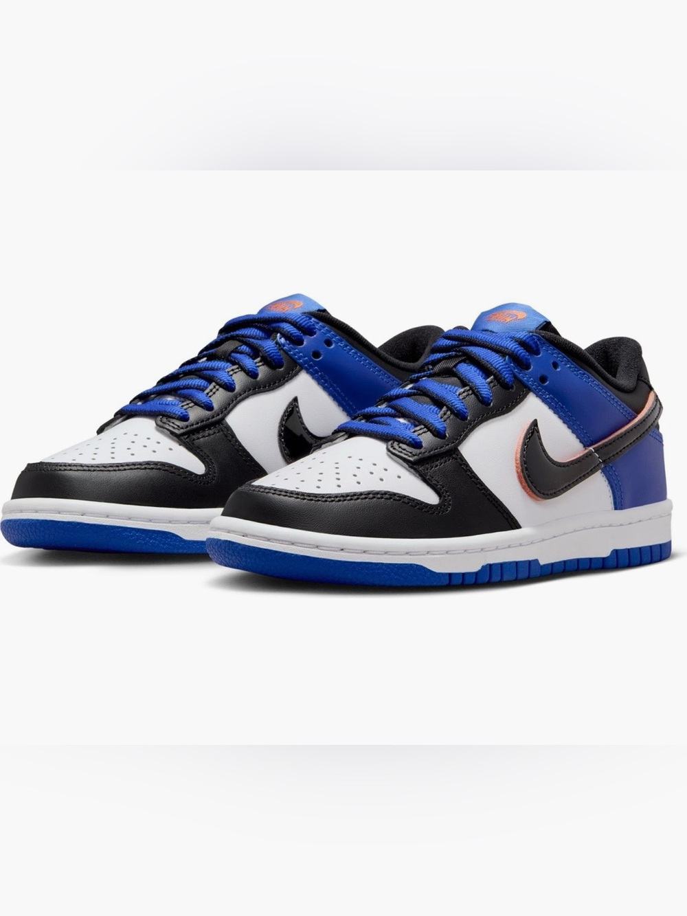Nike Kids Dunk Low Sneakers - White, Black, Royal Blue (worn once)